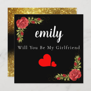 Heart Roses Elegant Will You Be My Girlfriend Card