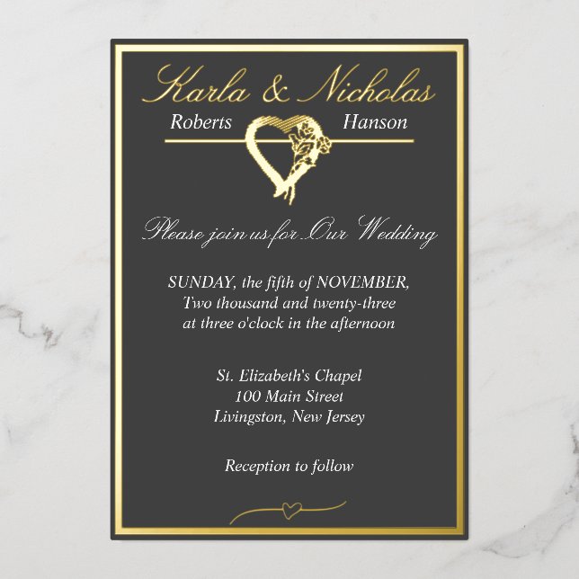 Heart & Roses, Grey & White Wedding (Front)