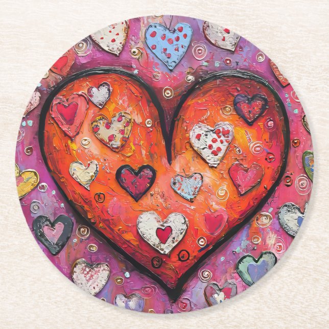Heart  round paper coaster (Front)