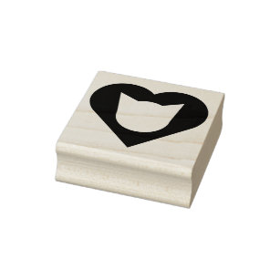 Heart Rubber Stamp with Cat-Head Cut-out