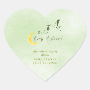 Heart Sage Green Baby Boy Bliss Stork Sticker