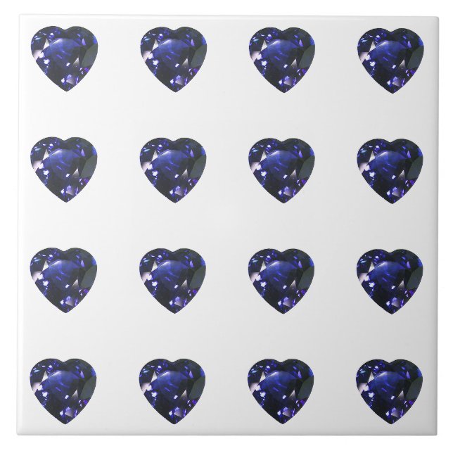 Heart Sapphire Blue Ceramic Tile (Front)