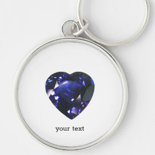 Heart Sapphire Blue Key Ring
