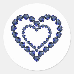 Heart Sapphire Gemstone Classic Round Sticker