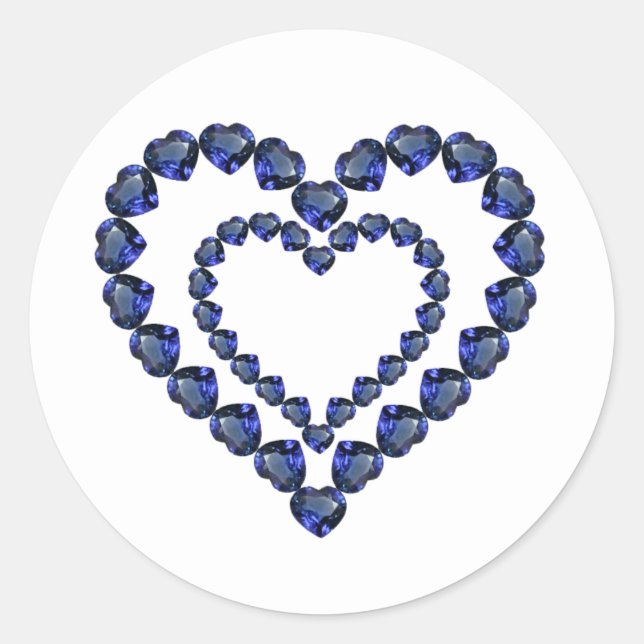 Heart Sapphire Gemstone Classic Round Sticker (Front)