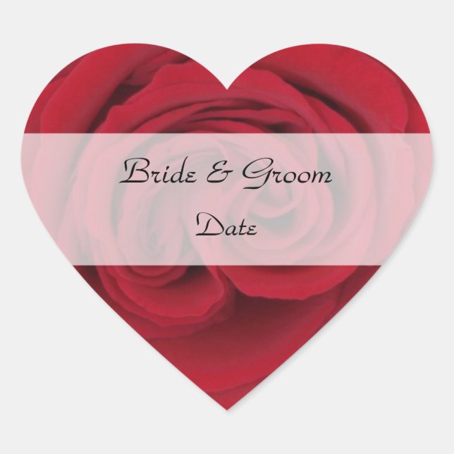 Heart Save the Date Stickers --  Red Rose (Front)