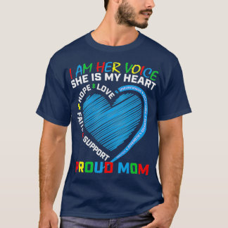 Heart Sayings Mother Wear Blue Daughter Autism T-Shirt