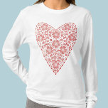 Heart Scandinavian Red White T-Shirt<br><div class="desc">Scandinavian folk style modern floral heart design in red and white.  Original art by Nic Squirrell.</div>