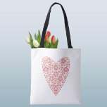 Heart Scandinavian Red White Tote Bag<br><div class="desc">Scandinavian folk style modern floral heart design in red and white.  Original art by Nic Squirrell.</div>