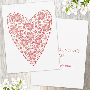 Heart Scandinavian Red White Valentine's Day Card