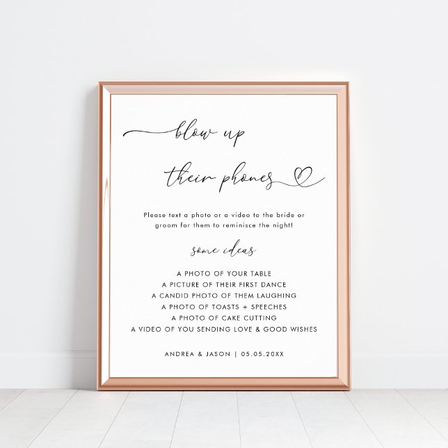 Heart Script Blow Up Their Phones Wedding Sign (Creator Uploaded)