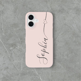 Heart Script Calligraphy Blush Pink iPhone 13 Case