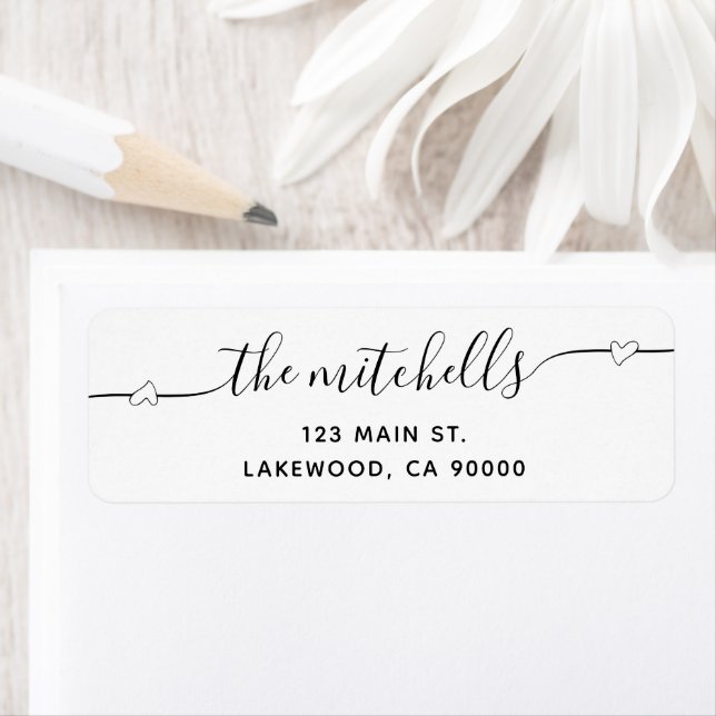 Heart Script Calligraphy Modern Label Return Address Label (Insitu)