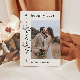 Heart Script Elopement Photo Wedding Announcement