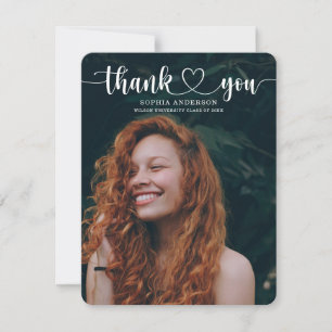 Heart Script Graduation Thank You Cards