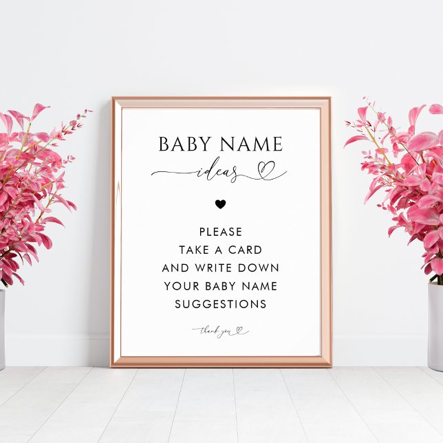 Heart Script Name Suggestions Baby Shower Sign (Creator Uploaded)