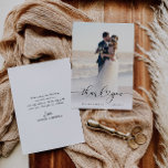 heart script newlyweds wedding photo thank you<br><div class="desc">modern hand lettering script and a lovely photo of the newlyweds,  the image and text can be personalised.</div>