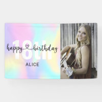 Heart Script Photo Birthday Holographic