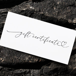Heart Script Plain Business Logo Gift Certificate