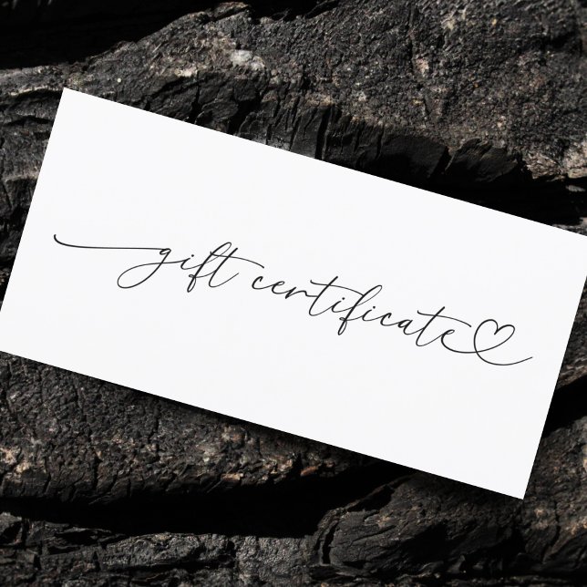 Heart Script Plain Business Logo Gift Certificate (Creator Uploaded)