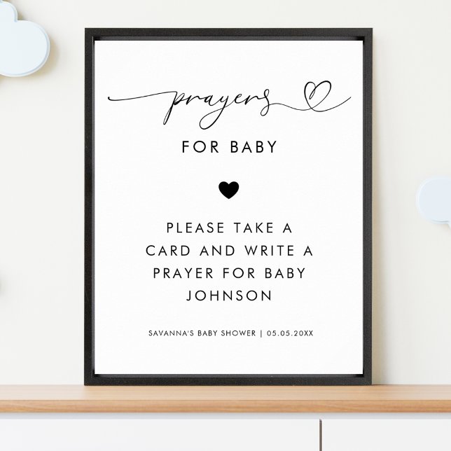 Heart Script Prayers for Baby Baby Shower Sign (Creator Uploaded)