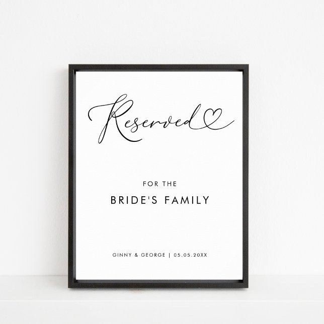 Heart Script Reserved Bride's Family Wedding Sign (Creator Uploaded)