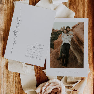 Heart Script Save The Date Announcement Photo Card