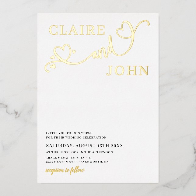 Heart Script Wedding Invitation (Front)