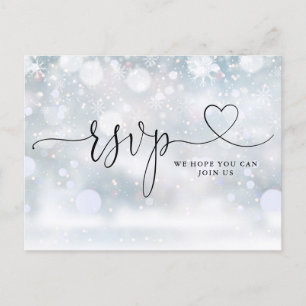 Heart Script Winter Snowflakes Song Request Invitation Postcard