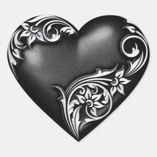 Heart Scroll Black Heart Sticker