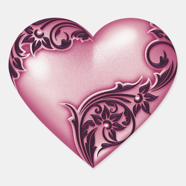 Heart Scroll Cashmere Rose/Blk Sticker (Front)
