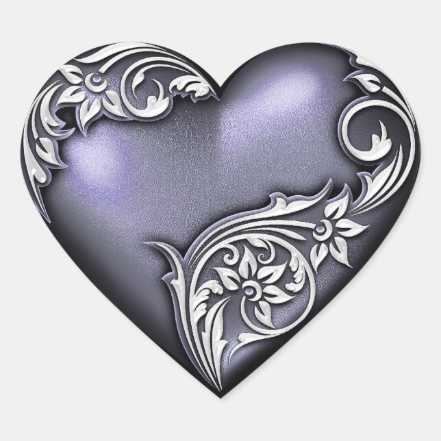 Heart Scroll Dark Violet Sticker (Front)