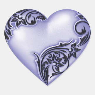 Heart Scroll Lavender w Black Sticker