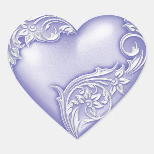 Heart Scroll Lavender w White Sticker