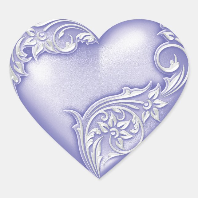 Heart Scroll Lavender w White Sticker (Front)