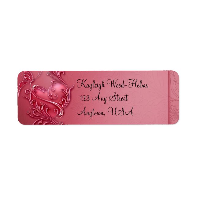 Heart Scroll Return Address Label (Front)
