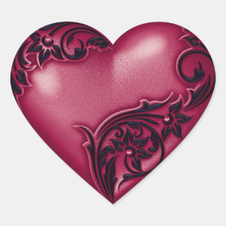 Heart Scroll Sangria w Black Sticker