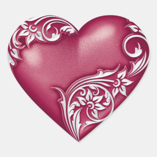 Heart Scroll Sangria w White Sticker