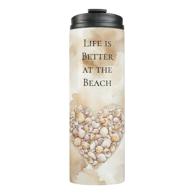 Heart Sea Shells Sand Thermal Tumbler (Front)