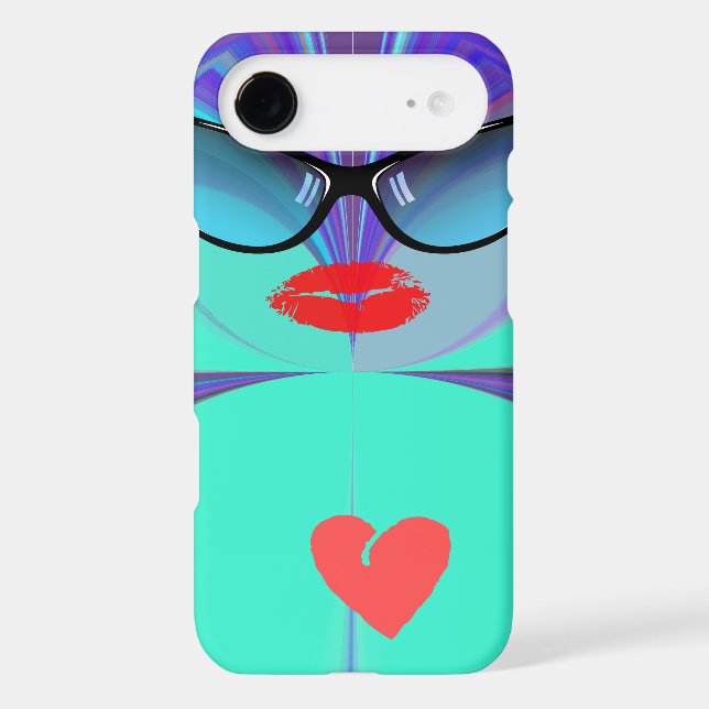 Heart Selfie Whimsical Portrait Teal Background  (Back)