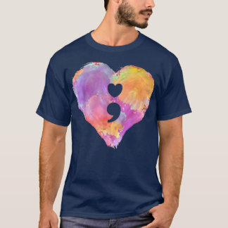 Heart Semicolon Anxiety Mental Health Awareness 16 T-Shirt