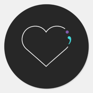 Heart Semicolon Mental Health Awareness Classic Round Sticker