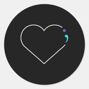 Heart Semicolon Mental Health Awareness Classic Round Sticker