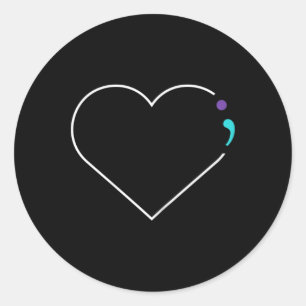 Heart Semicolon Mental Health Awareness  Classic Round Sticker