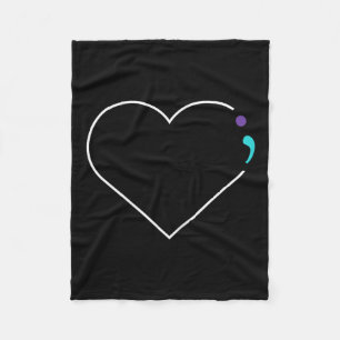 Heart Semicolon Mental Health Awareness  Fleece Blanket