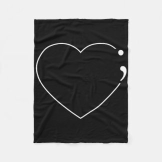 Heart Semicolon - Mental Health Awareness Fleece Blanket