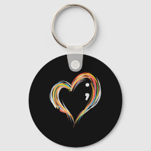 Heart Semicolon Mental Health Awareness Key Ring