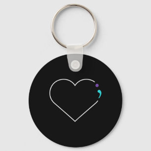 Heart Semicolon Mental Health Awareness Key Ring