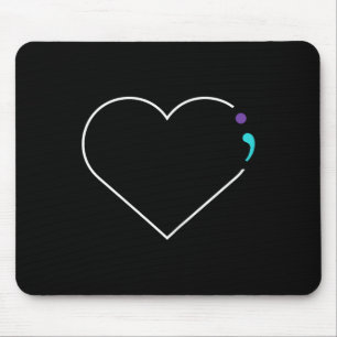 Heart Semicolon Mental Health Awareness  Mouse Pad