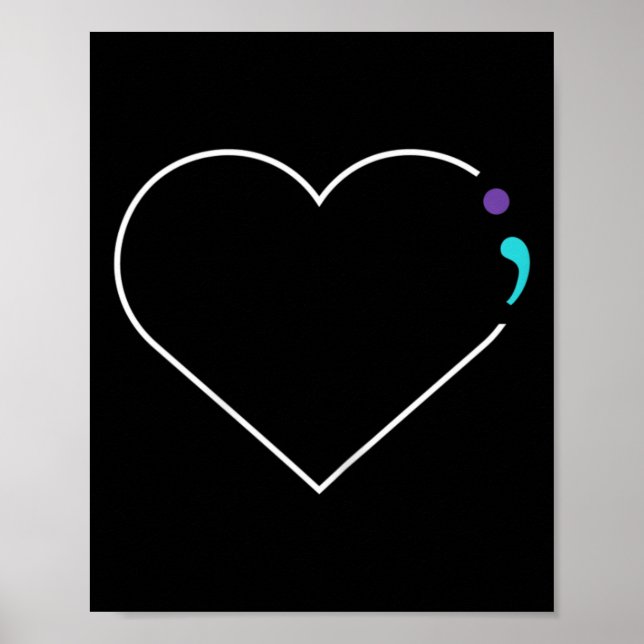 Heart Semicolon Mental Health Awareness  Poster (Front)
